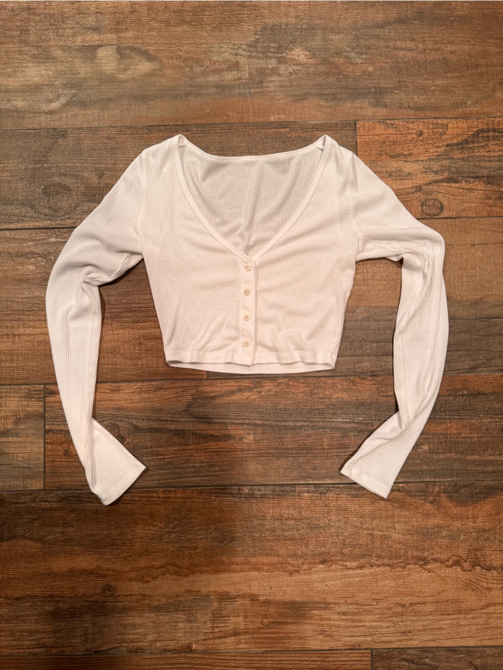 ALO Yoga Long Sleeve Cropped Ribbed Cardigan Top - White